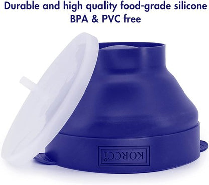 Korcci Microwaveable Silicone Popcorn Popper - Collapsible, No Oil Needed, Dishwasher Safe | Blue