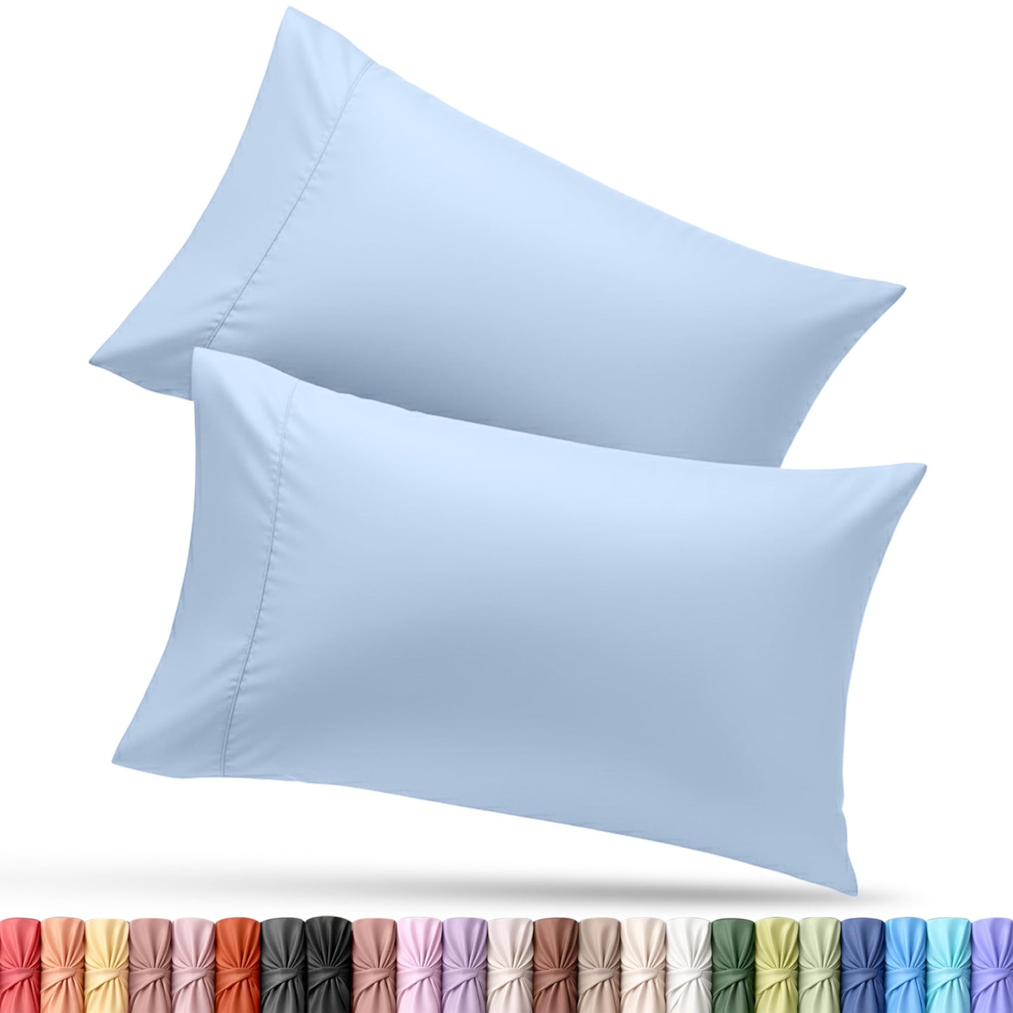 Utopia Bedding Pillow Cases Standard Size 2-Pack – Soft Brushed Microfiber – Envelope Closure – Perfect for Hospitals, Hotels, Guest Rooms – Oeko-TEX Certified, 20x26 Inches (Ice Blue)