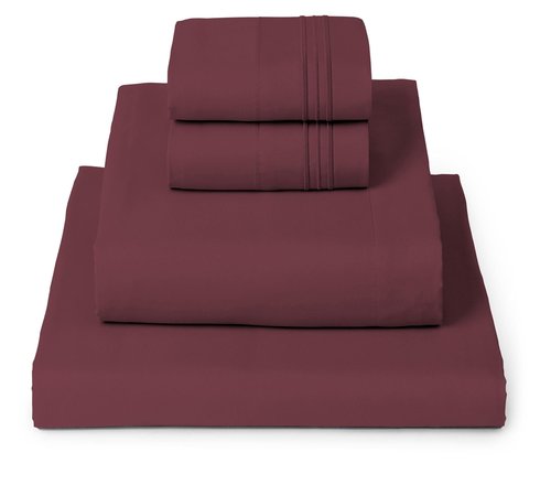 Mellanni King Sheets Set - 4 PC Iconic Collection Bedding - Hotel Luxury, Extra Soft, Cooling Bed Sheets - Wrinkle, Fade, Stain Resistant (King, Burgundy)