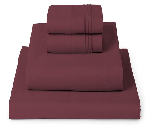 Mellanni Queen Sheets Set - 4 PC Iconic Collection Bedding - Hotel Luxury, Extra Soft, Cooling Bed Sheets - Wrinkle, Fade, Stain Resistant (Queen, Burgundy)