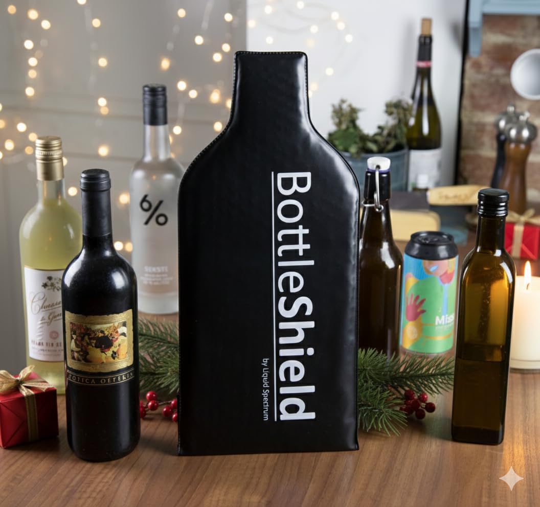 Reusable Wine Protector Travel Bag by Bottle Shield (6-pack) - Bubble Cushioning Wrap Suit - Unbreakable Bottle Sleeve, Leak Proof - Wine Tote Bags Accessory for Suitcase Luggage, Black
