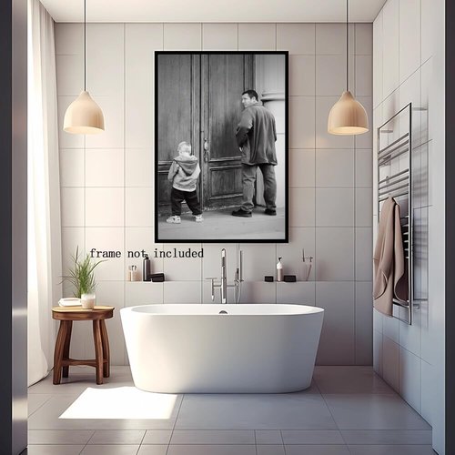Big Daddy Bathroom Canvas Wall Art - Humorous Black and White Toilet Sign | 8x12 Inch Unframed Decor