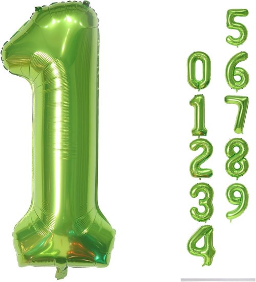40 Inch Green Number 1 Balloon - Large Self-Inflating Foil Birthday Decoration for 1st Party