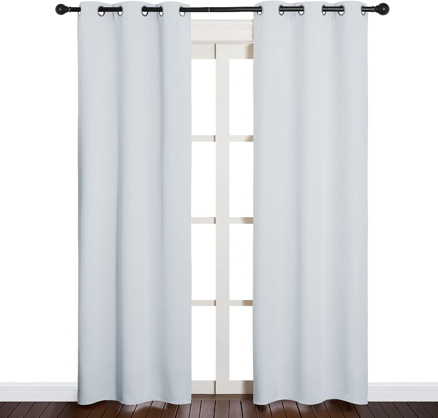 NICETOWN Room Darkening Curtain Panels - Thermal Insulated Drapes for Bedroom | Greyish White, 34x84 Inches (2 Panels)