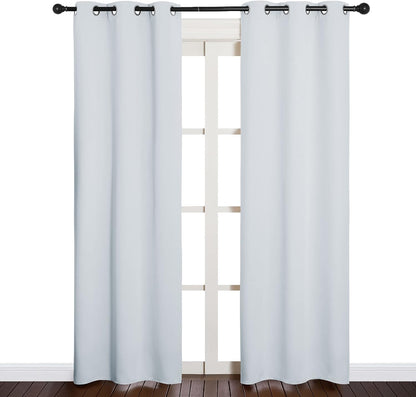 NICETOWN Room Darkening Curtain Panels - Thermal Insulated Drapes for Bedroom | Greyish White, 34x84 Inches (2 Panels)