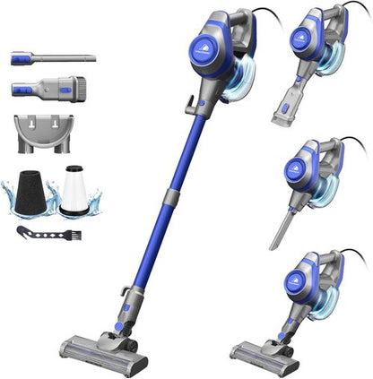 Intercleaner Corded Vacuum Cleaner - 23Ft Reach, Powerful Suction & LED Headlights | Ideal for Hard Floors & Carpets