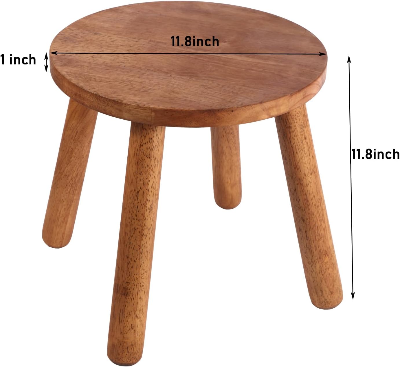 Skiennix Round Solid Wooden Step Stool - Detachable Wood Legs for Versatile Use | 11.8" Walnut Finish