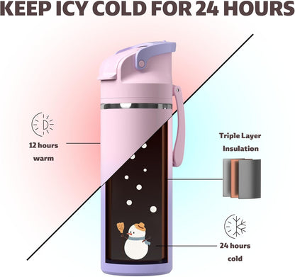 OISIZ Insulated Water Bottle - 20 oz Vacuum Stainless Steel with 2-in-1 Spout & Straw Lid | 100% Leakproof, Keeps Cold 24H