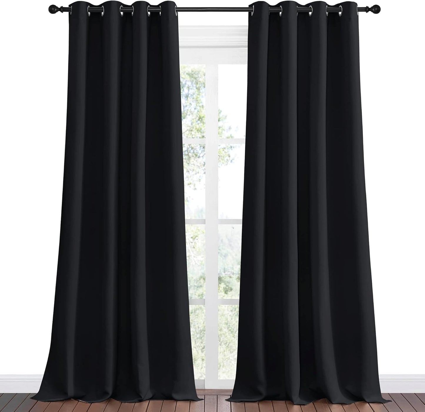 NICETOWN Blackout Patio Curtain Shades - Thermal Insulated Grommet Drapes, 55"x120", Black | Summer Home Decor