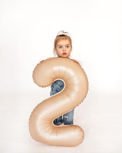 Light Brown Number Balloon - 40 Inch Tan 0 & Khaki 10-50 Birthday Decorations | Sandy Brown Party Supplies