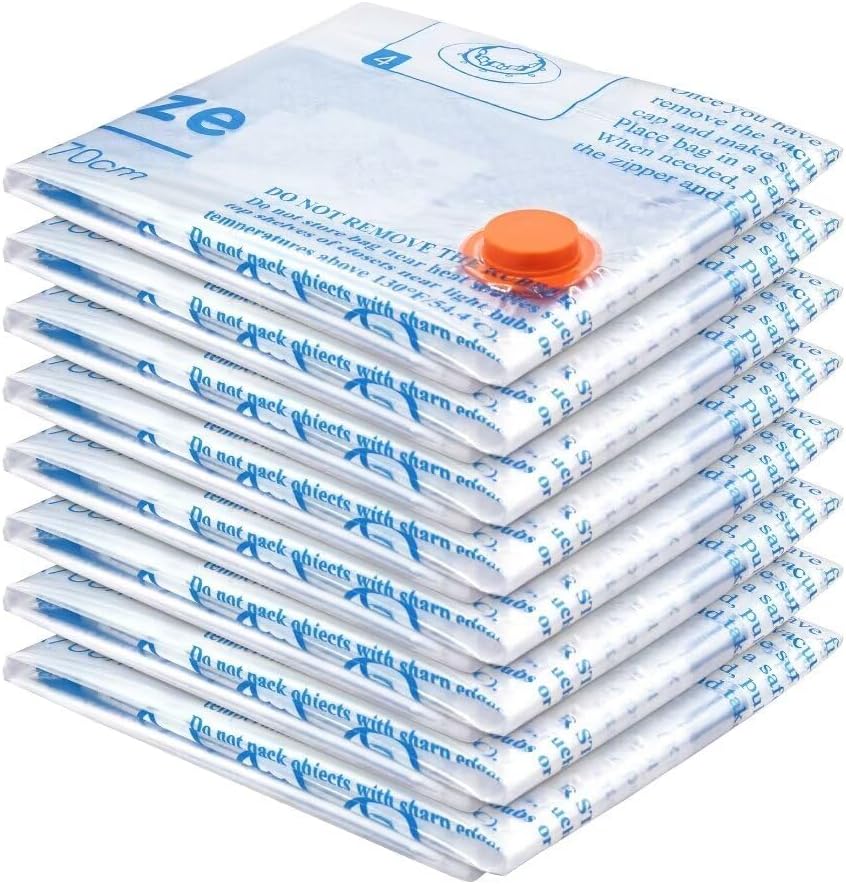 MEIQIHOME Vacuum Storage Bags - Space Saver Sealer for Clothing, Pillows & Bedding | 8 Large Bags