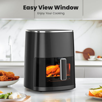 Sweetcrispy 6QT Air Fryer - 12-in-1 Square Air Fryer Oven with Window & Easy-Clean Basket, 400°F Rapid Air Technology