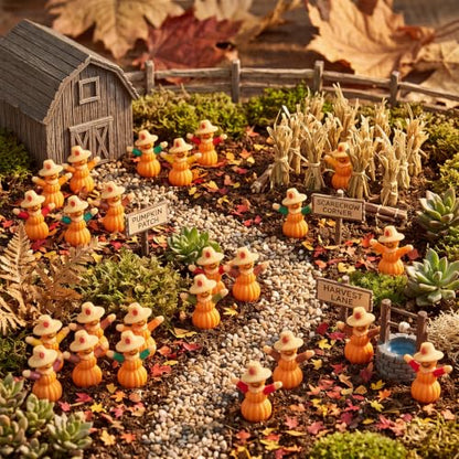 Beeveer 25 Pcs Fall Pumpkin Scarecrow Mini Figurines - Thanksgiving Decor