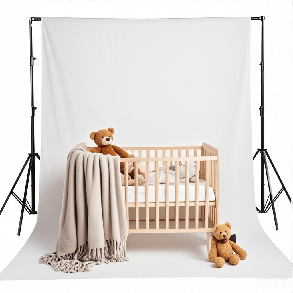 Skiennix 5X7ft White Photo Backdrop - Non-Reflective Soft Fabric for Studio & Baby Photography