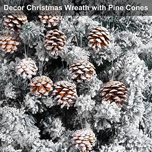 White Christmas Pine Cones Decor Set - 30 Pieces Rustic Holiday Ornaments