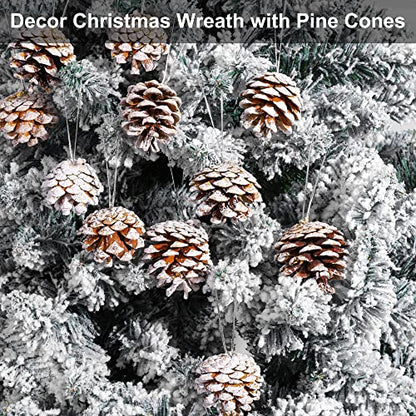 White Christmas Pine Cones Decor Set - 30 Pieces Rustic Holiday Ornaments