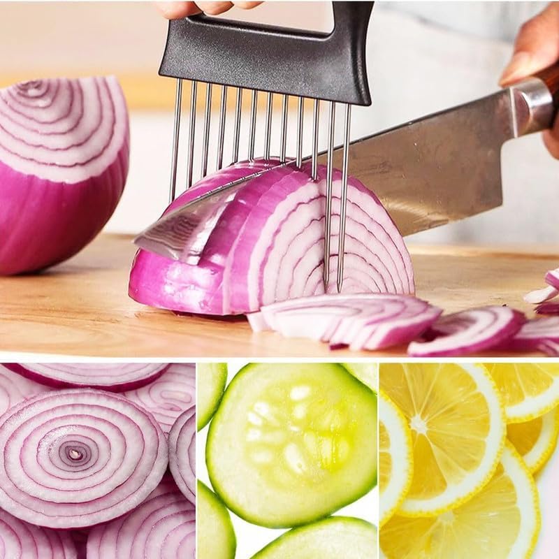 Skiennix Onion Holder - Stainless Steel Vegetable Cutter for Easy Slicing of Fruits & Veggies