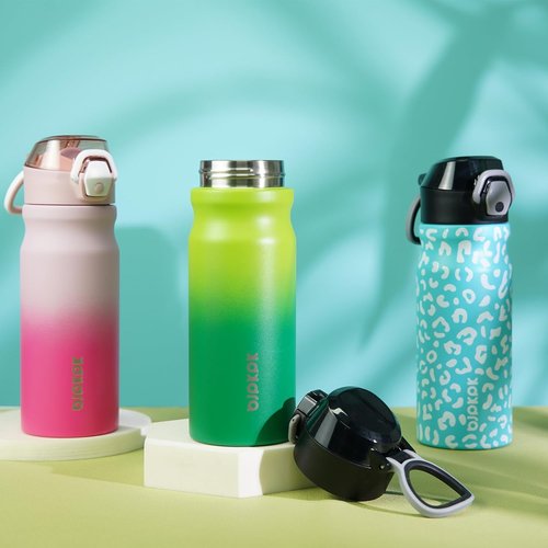 BJPKPK Insulated Water Bottle - 18oz Stainless Steel Flask with Straw & Leak-Proof Lid | Light Pink