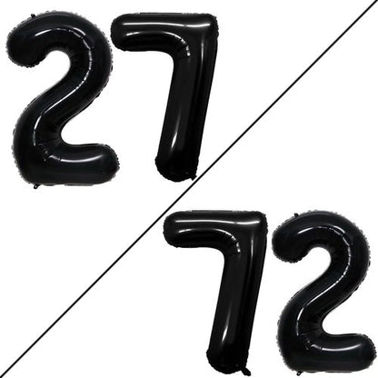 GOER Jumbo 27th Birthday Balloons - 42 Inch Black Foil Helium Decorations for Celebrations
