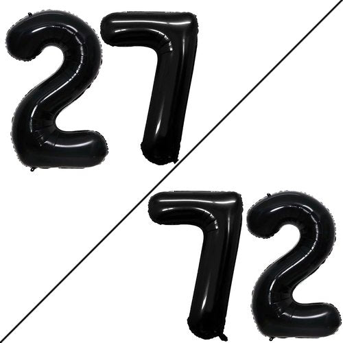 GOER Jumbo 27th Birthday Balloons - 42 Inch Black Foil Helium Decorations for Celebrations