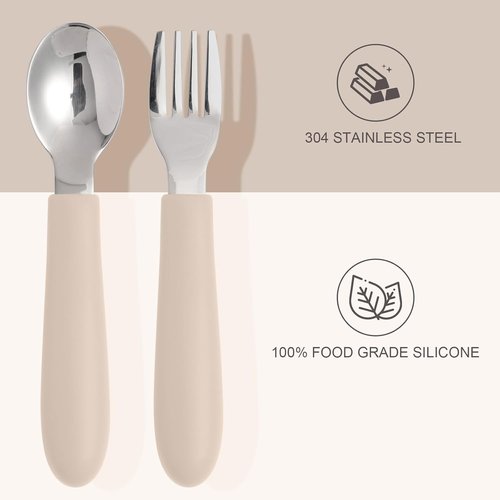 Eascrozn Toddler Utensils Set - 6 Pack Kids Silverware with Silicone Handles | Safe Forks & Spoons, Dishwasher Safe