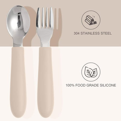 Eascrozn Toddler Utensils Set - 6 Pack Kids Silverware with Silicone Handles | Safe Forks & Spoons, Dishwasher Safe