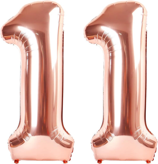 Rose Gold Number 11 Balloon - 40 Inch 11th Birthday Decorations for Girls & Boys
