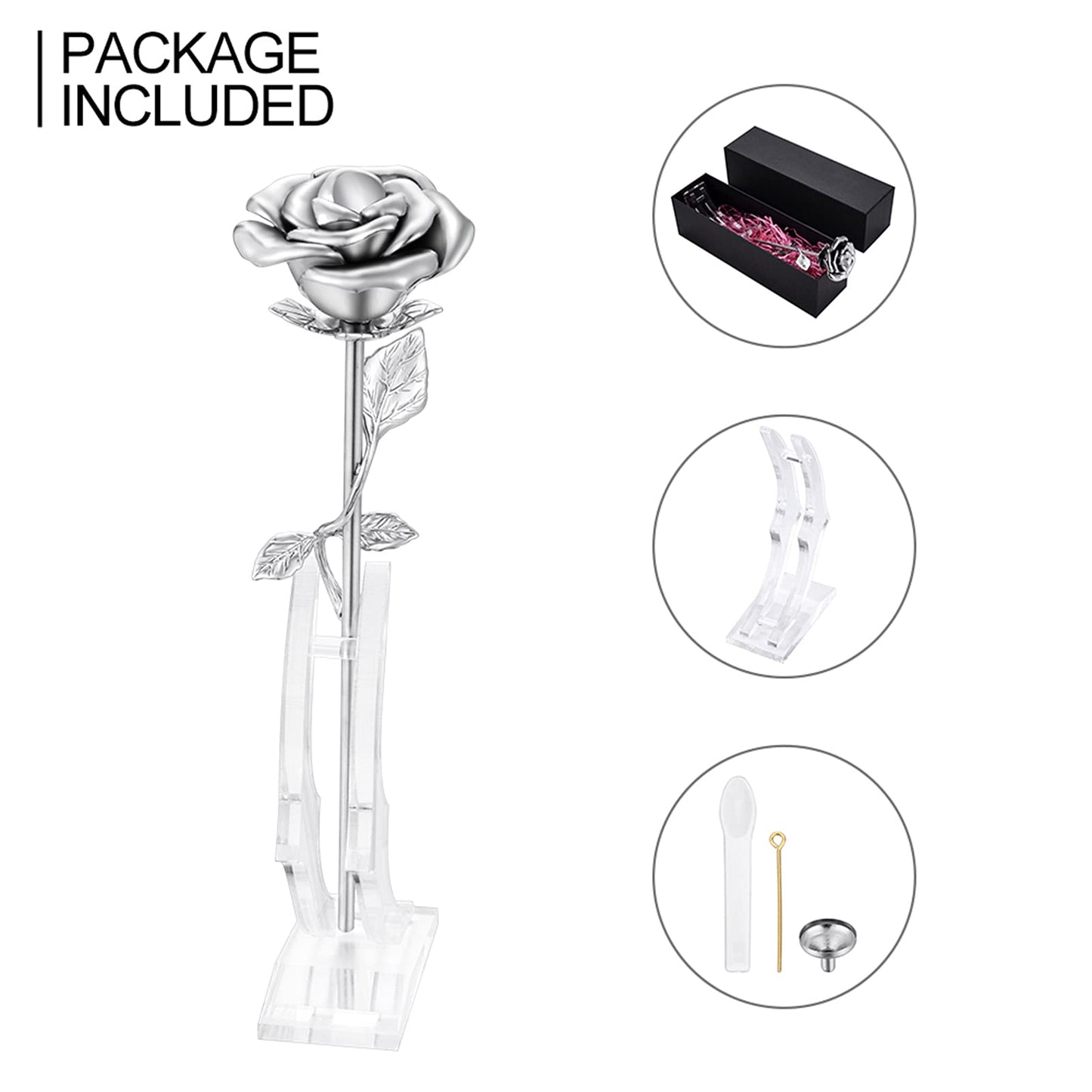 Rose Flower Keepsake Urn for Ashes Sympathy Gift Small Stainless Steel Urn Mini Cremation Urn Keepsake Rose for Sharing Human Ashes-Silver