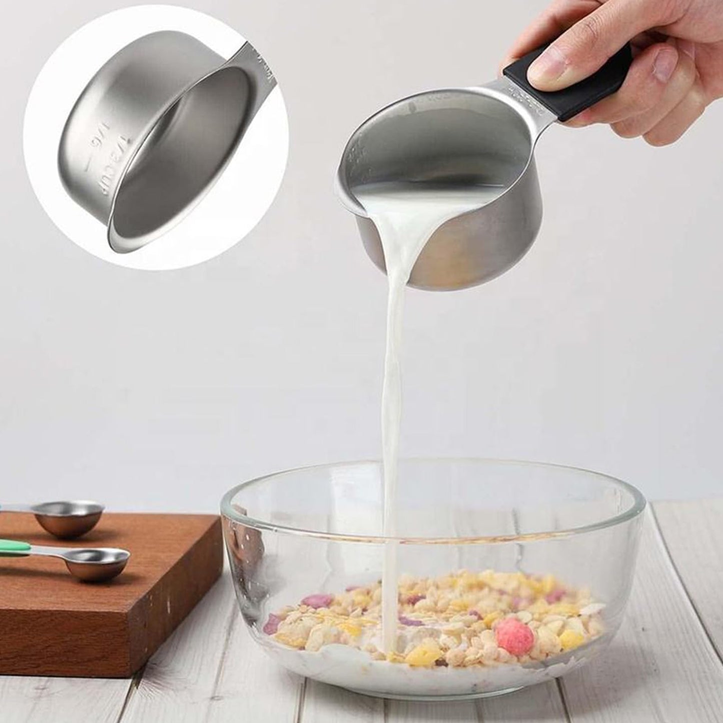 Spalivivre Magnetic Measuring Cups and Spoons Set, 16PCS with 7 Stainless Steel Measuring Cups 8 Magnetic Spoons and 1 Leveler for Measure Dry and Liquid Ingredients, Dishwasher Safe and Stackable