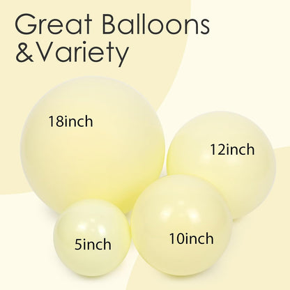 Skiennix Pastel Yellow Balloon Kit - 120pcs in Various Sizes for Gender Reveal & Baby Shower Decor