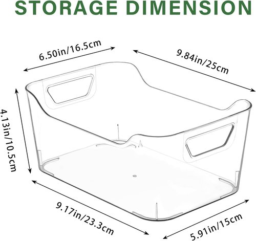 Clear Plastic Storage Bins - 12 Pack Pantry Organizers with Handles for Kitchen & Bathroom