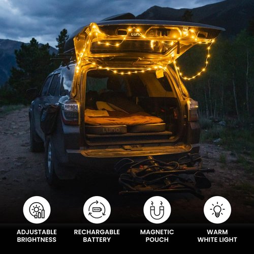 Luno Camping String Lights - 20' USB-Powered Warm White Outdoor Lighting for Adventures
