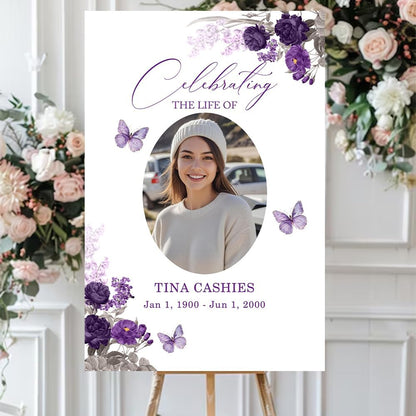 Regine Switzerland Personalized Funeral Welcome Signs - Custom Memorial Signs with Image | Forever In Our Hearts Design