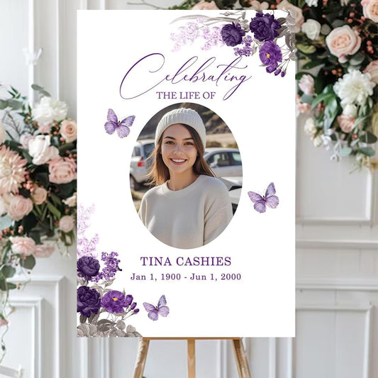 Regine Switzerland Personalized Funeral Welcome Signs - Custom Memorial Signs with Image | Forever In Our Hearts Design