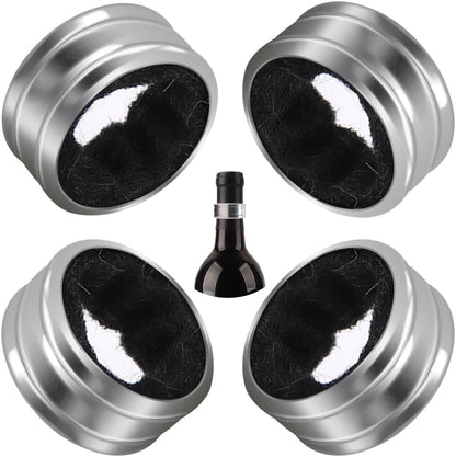 Stainless Steel Wine Bottle Collars, Classy Wine Collar Drip Rings, 4 Pack Simple and Durable Wine Drop Stoppers with Velvet Felts, Small Handy Gadgets for Kitchen and Bar