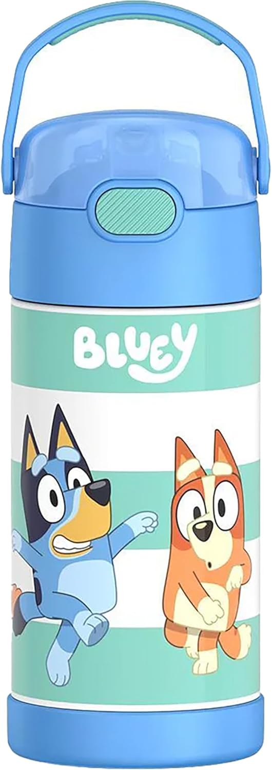 THERMOS FUNTAINER Water Bottle - 12 Ounce Kids Stainless Steel Vacuum Insulated - Bluey Design