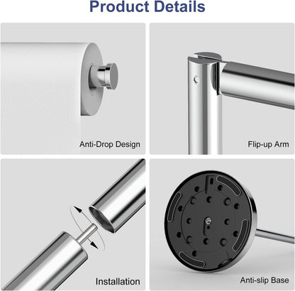 Polished Chrome Toilet Paper Holder Stand by [Brand Name] - Free Standing Design for 4 Rolls, Stainless Steel with Non-Slip Base