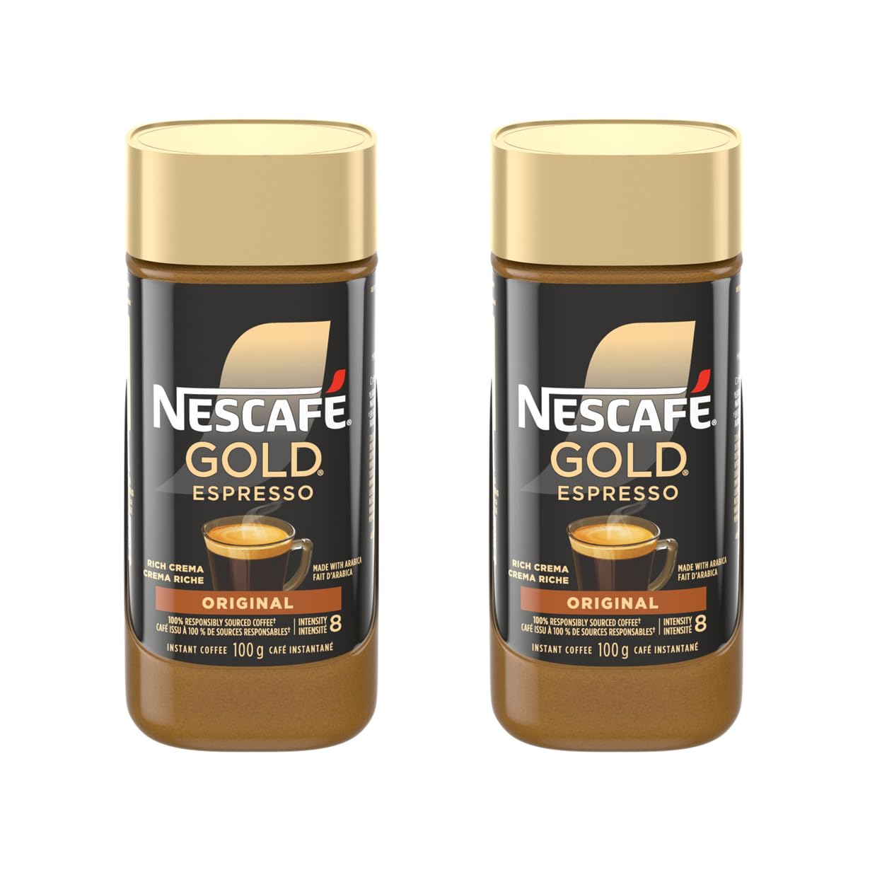 NESCAFE Gold Espresso Instant Coffee - Rich Flavor & Aroma - 100g Jar (2 Pack)