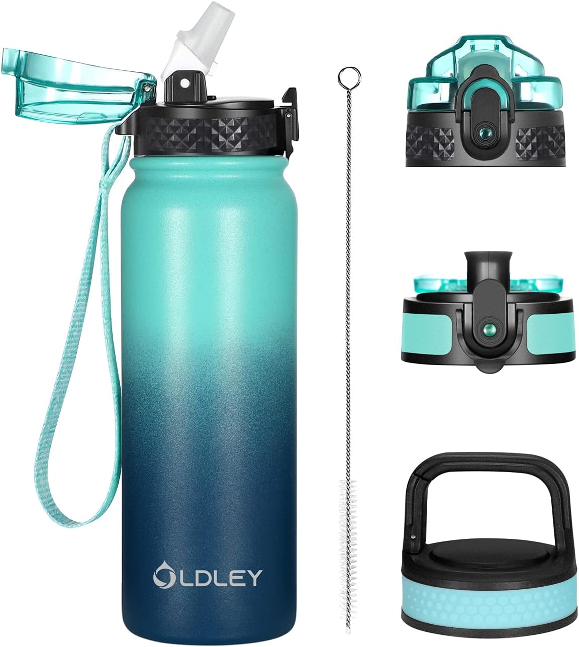 Oldley Insulated Water Bottle - 20oz Stainless Steel with 3 Lids, BPA-Free, Leak-Proof | Perfect for School & Travel