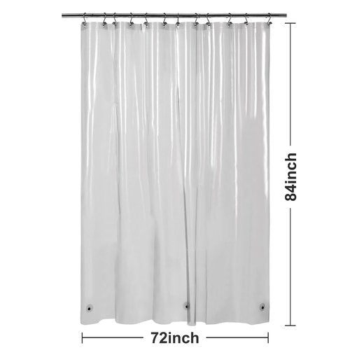 Barossa Design Extra Long Clear Black Shower Curtain Liner with 3 Magnets - 72" x 84" XL, Waterproof PEVA Lightweight Shower Liner for Bathroom, PVC Free, Metal Grommets - Clear Black, 72x84