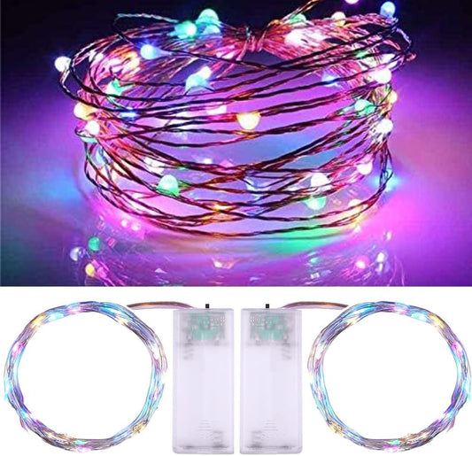 Skiennix Waterproof LED String Lights - 2 Pack 20ft 60 LED Fairy Lights | Multicolor Copper Wire Decor