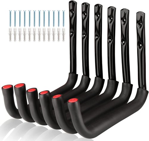 Heavy Duty Garage Storage Hooks by [Brand Name] - 6 Pack Wall Mount Rack Holds 50 Pounds | 9.8 Inch