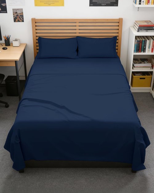 Full XL Bed Sheet Set by Hotel Luxury | 4-Piece Soft, Breathable & Cooling Bedding - Deep Pockets, Navy Blue