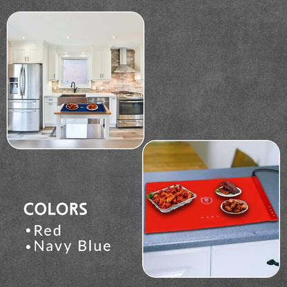 Tailgate Heroes Premium Electric Food Warming Mat - Extra Large Silicone Warming Mat for Food with Adjustable Heat & Timer, Sturdy Design, Fast Heating, Portable Roll Up Warming Mat