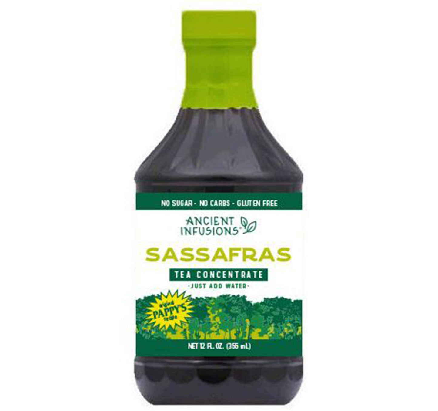 Ancient Infusions Tea Concentrates: Your Choice of Sassafras Tea, Green Tea, Raspberry Tea or Peach Tea 12 oz. Bottles (Sassafras Tea, 2 Bottles)