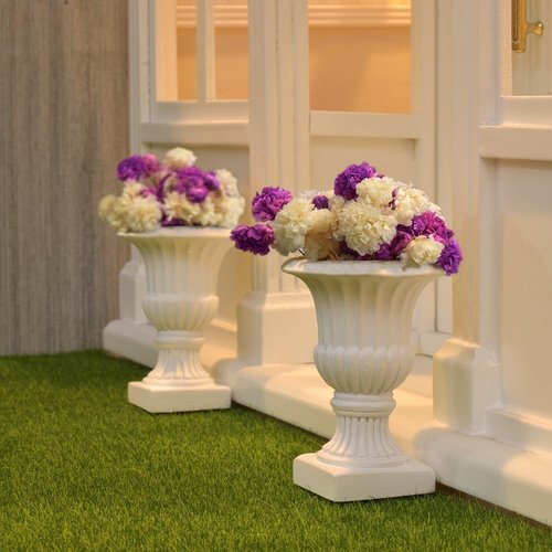 iLAND Miniature Dollhouse Accessories - 2pcs Dollhouse Plants with Dry Flowers | Mini Urn Planters