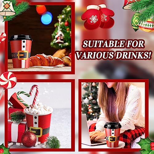 Christmas Disposable Coffee Cups with Lids 12oz Santa Pattern Pack of 120