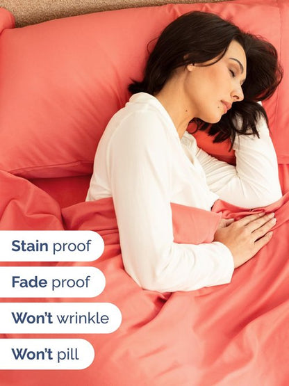 Extra Deep Full Sheet Set - 6 Piece Breathable and Cooling Sheets - Hotel Luxury Bedding for Women, Men, Kids & Teens - Easy & Secure Fit - Soft, Wrinkle Free and Comfy - Extra Deep Pockets - Coral