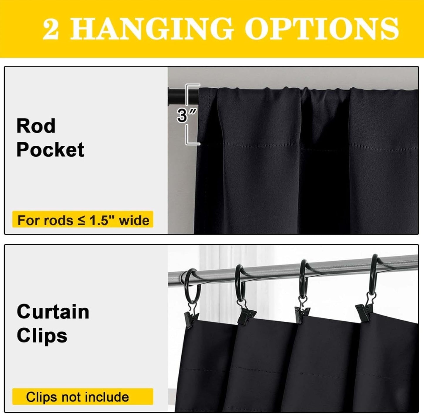 Skiennix Blackout Curtains - Soft Solid Room Darkening Thermal Insulated - 63 Inch Length, 2 Panels Set