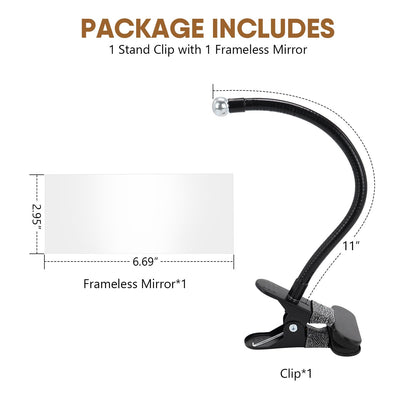 Skiennix Clip-On Security Mirror - Convex Desk Rear View Mirror with Flexible Gooseneck | 6.69"x2.95" Frameless